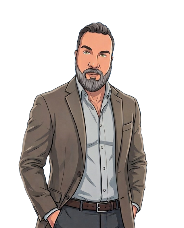 Illustrated portrait of Brian Vastola, who leads MRB Marketing